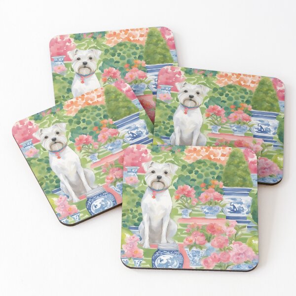 Item preview, Cute terrier in chinoiserie garden designed and sold by SophieClimaArt.