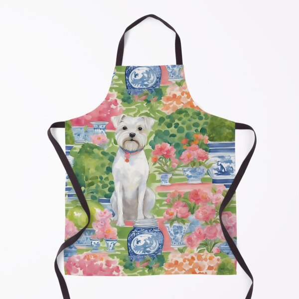 Item preview, Cute terrier in chinoiserie garden designed and sold by SophieClimaArt.
