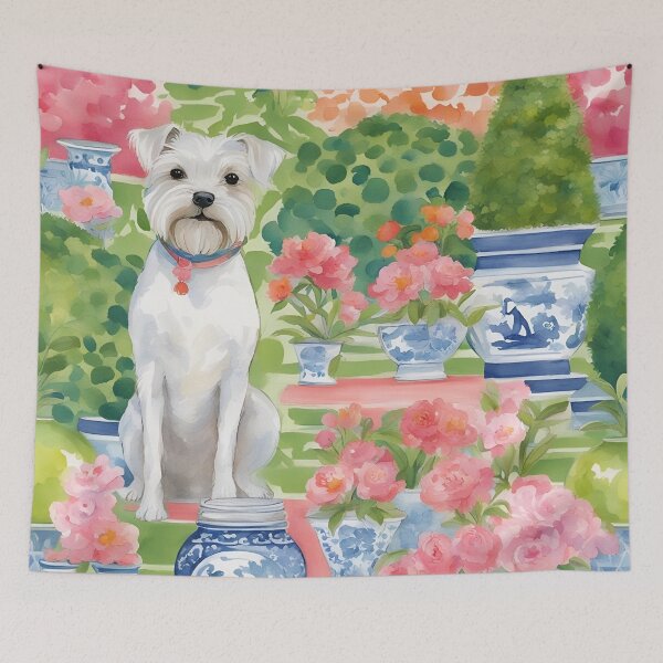 Item preview, Cute terrier in chinoiserie garden designed and sold by SophieClimaArt.