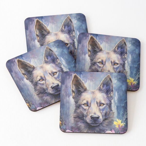 Item preview, cool Australian Kelpie herding dog with flowers designed and sold by WallyPink.
