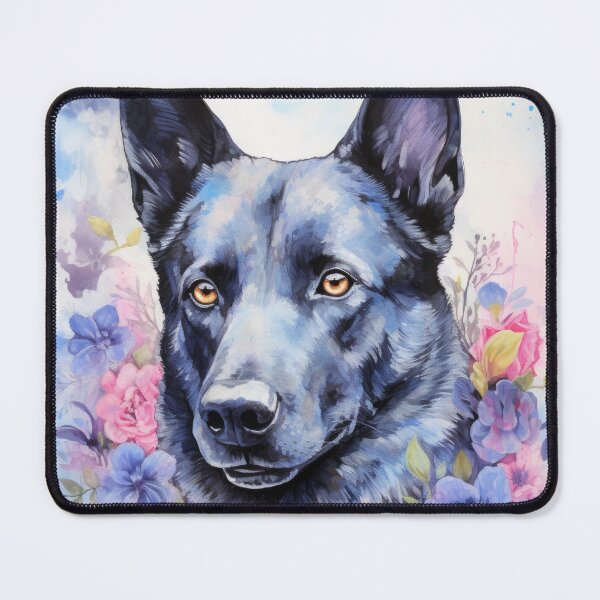 Item preview, blue Australian Kelpie dog romantic art designed and sold by WallyPink.