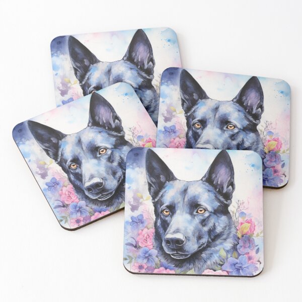 Item preview, blue Australian Kelpie dog romantic art designed and sold by WallyPink.