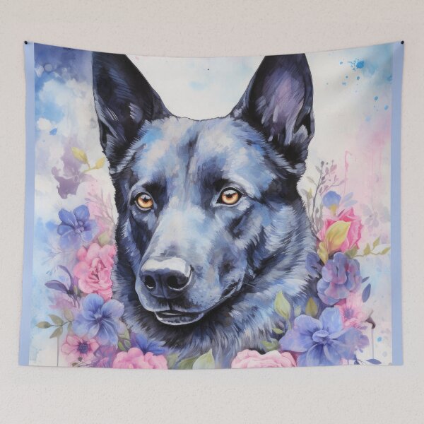 Item preview, blue Australian Kelpie dog romantic art designed and sold by WallyPink.