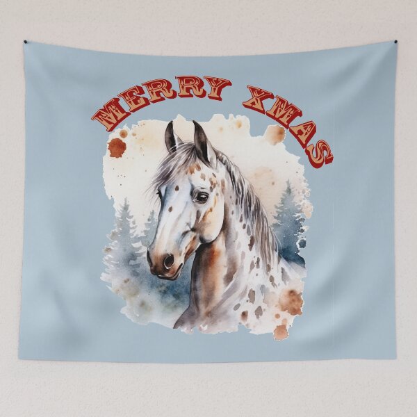 Item preview, Merry Xmas Appaloosa spotted horse watercolour, Native American Indian horse,  designed and sold by LorrieBee.