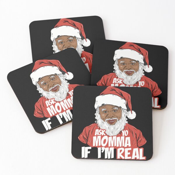 Item preview, Ask Yo Momma If I'm Real Funny African American Santa Black designed and sold by DrawHandArt.
