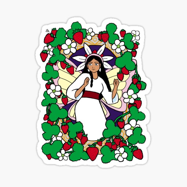 Native American Indigenous Flower Fairy - Strawberry Sticker
