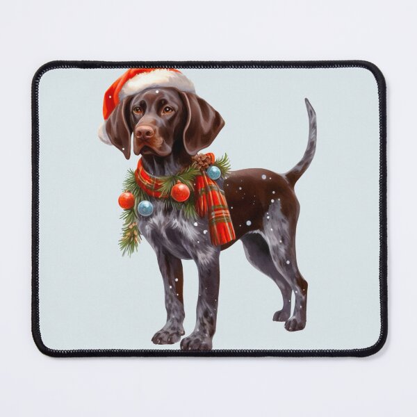 Item preview, German Shorthaired Pointer Dressed for Christmas - GSP Christmas Painting - Silvery Background designed and sold by Star-Fragment.