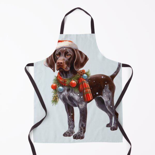 Item preview, German Shorthaired Pointer Dressed for Christmas - GSP Christmas Painting - Silvery Background designed and sold by Star-Fragment.