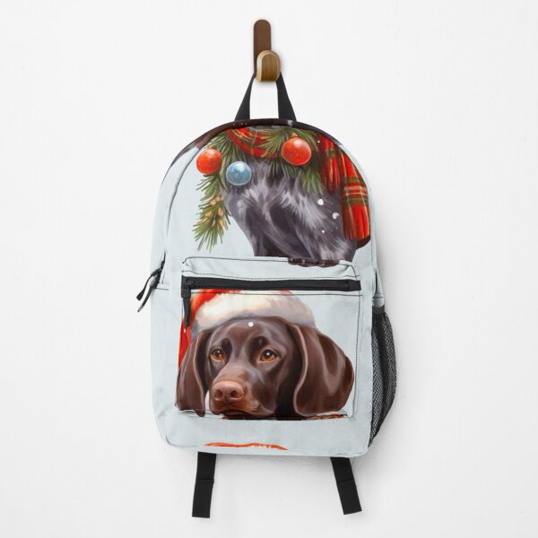 Item preview, German Shorthaired Pointer Dressed for Christmas - GSP Christmas Painting - Silvery Background designed and sold by Star-Fragment.