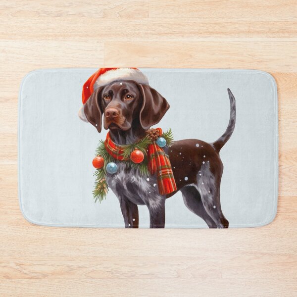 Item preview, German Shorthaired Pointer Dressed for Christmas - GSP Christmas Painting - Silvery Background designed and sold by Star-Fragment.