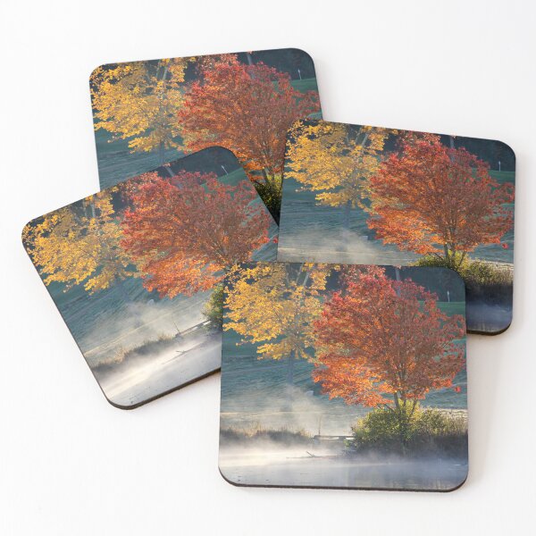 Item preview, Colorful Trees and Foggy Pond in Late Autumn designed and sold by myhuskymax.