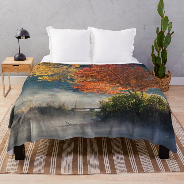 Item preview, Colorful Trees and Foggy Pond in Late Autumn designed and sold by myhuskymax.