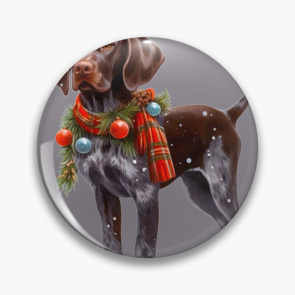 Item preview, German Shorthaired Pointer Dressed for Christmas - GSP Christmas Painting - Dark Background designed and sold by Star-Fragment.