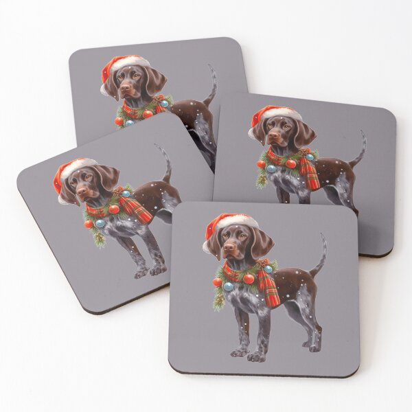 Item preview, German Shorthaired Pointer Dressed for Christmas - GSP Christmas Painting - Dark Background designed and sold by Star-Fragment.