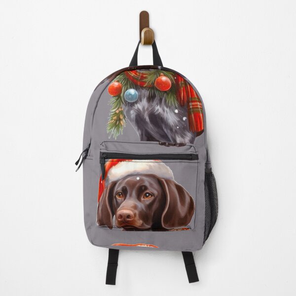 Item preview, German Shorthaired Pointer Dressed for Christmas - GSP Christmas Painting - Dark Background designed and sold by Star-Fragment.