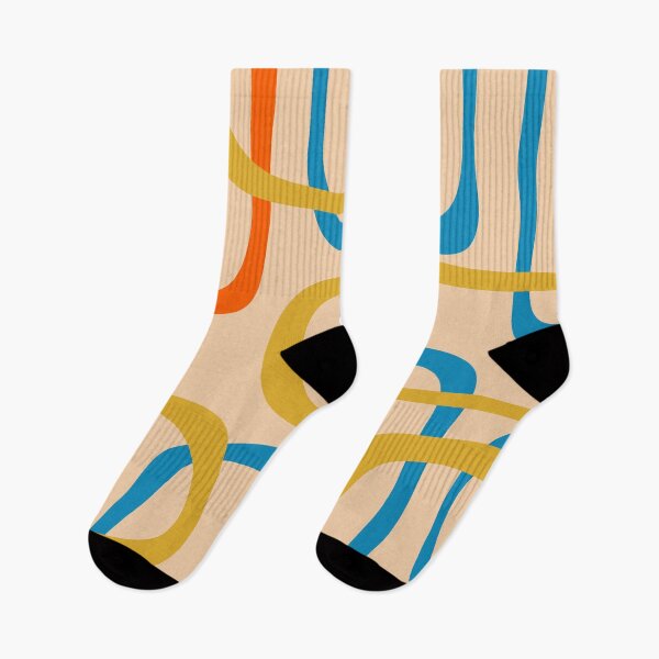 Item preview, Fine Loops Mid Century Modern Pattern Mustard Orange Blue designed and sold by kierkegaard.