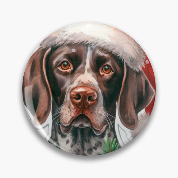 Item preview, Pretty German Shorthaired Pointer Wearing a Santa Hat - Braque Francais Christmas Painting - GSP designed and sold by Star-Fragment.