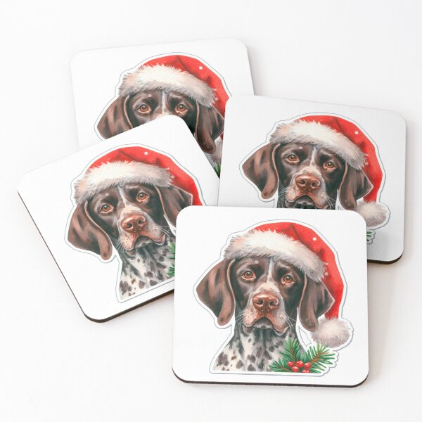 Item preview, Pretty German Shorthaired Pointer Wearing a Santa Hat - Braque Francais Christmas Painting - GSP designed and sold by Star-Fragment.