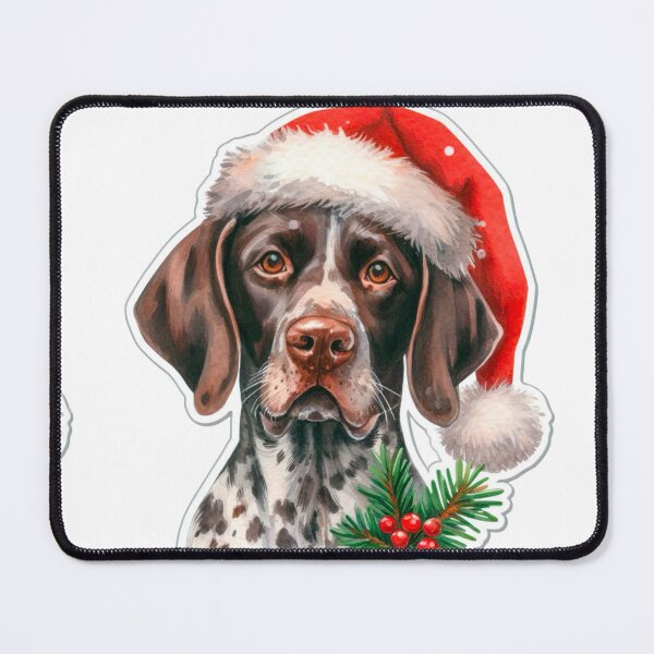 Item preview, Pretty German Shorthaired Pointer Wearing a Santa Hat - Braque Francais Christmas Painting - GSP designed and sold by Star-Fragment.