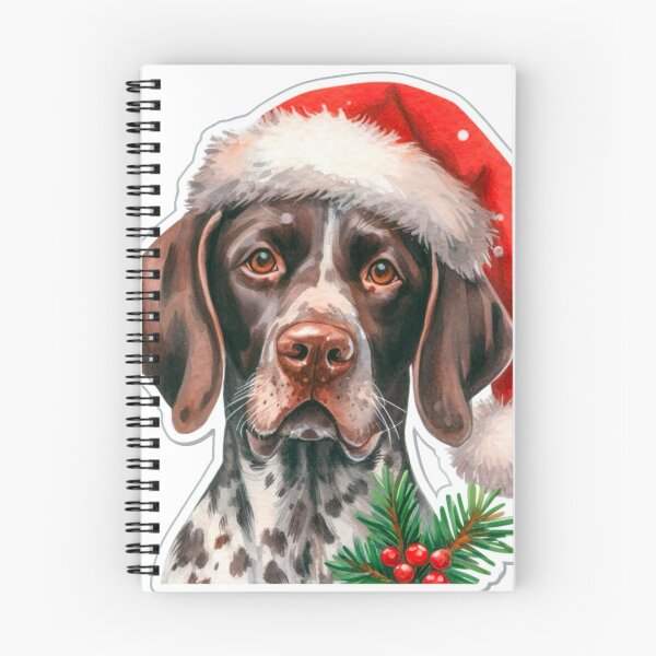 Item preview, Pretty German Shorthaired Pointer Wearing a Santa Hat - Braque Francais Christmas Painting - GSP designed and sold by Star-Fragment.