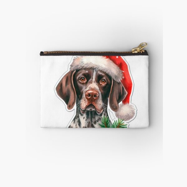 Item preview, Pretty German Shorthaired Pointer Wearing a Santa Hat - Braque Francais Christmas Painting - GSP designed and sold by Star-Fragment.
