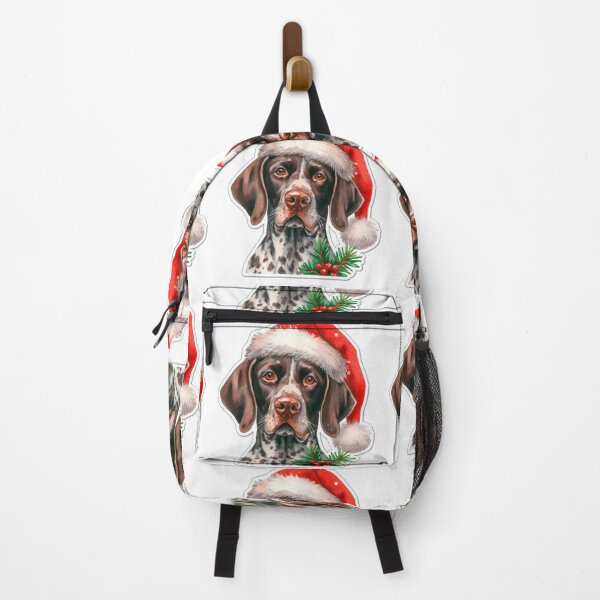 Item preview, Pretty German Shorthaired Pointer Wearing a Santa Hat - Braque Francais Christmas Painting - GSP designed and sold by Star-Fragment.