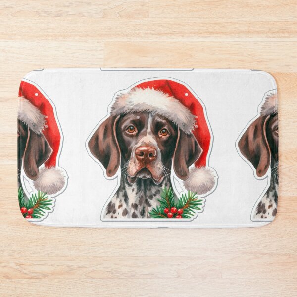 Item preview, Pretty German Shorthaired Pointer Wearing a Santa Hat - Braque Francais Christmas Painting - GSP designed and sold by Star-Fragment.