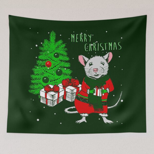 Item preview, merry christmas tree rat funny designed and sold by Gossip Rag.