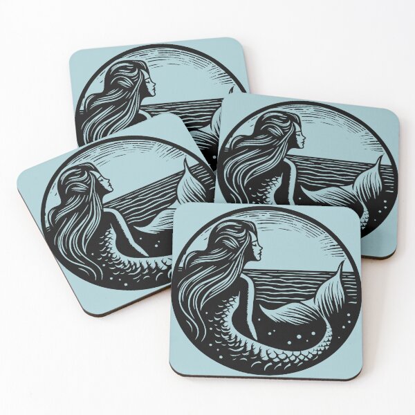 Item preview, Woodcut Mermaid  designed and sold by Texterns.