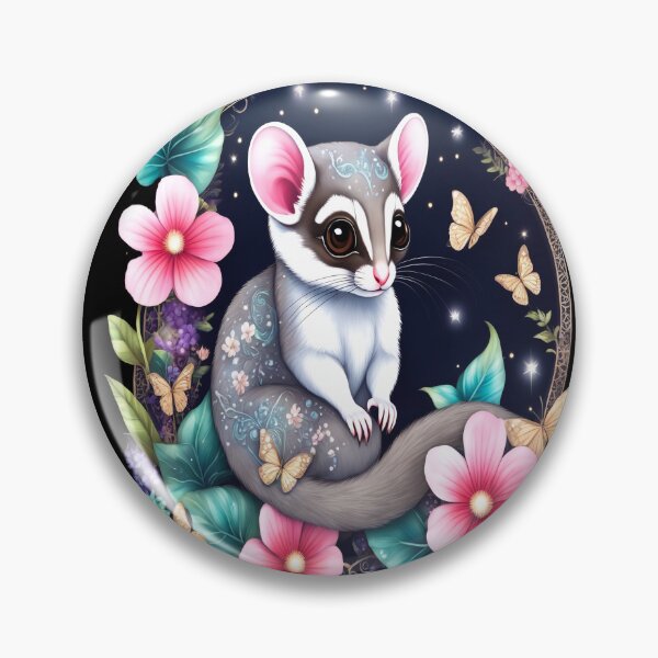 Item preview, Sugar Glider In Fantasy Style Art Surrounded By Flowers and Butterflies designed and sold by BirdsnStuff.