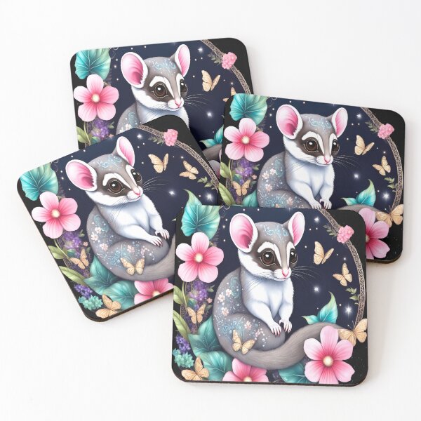 Item preview, Sugar Glider In Fantasy Style Art Surrounded By Flowers and Butterflies designed and sold by BirdsnStuff.