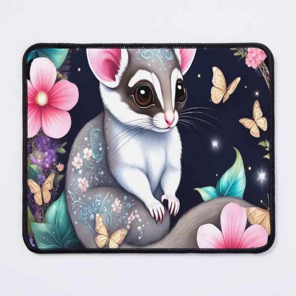 Item preview, Sugar Glider In Fantasy Style Art Surrounded By Flowers and Butterflies designed and sold by BirdsnStuff.