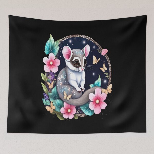 Item preview, Sugar Glider In Fantasy Style Art Surrounded By Flowers and Butterflies designed and sold by BirdsnStuff.