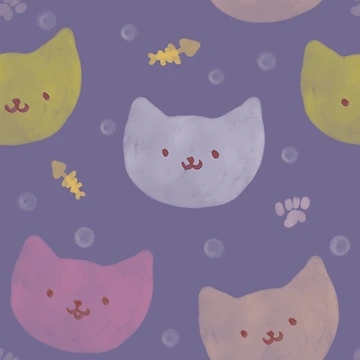 Artwork thumbnail, Night kittens pattern by InversionGraph