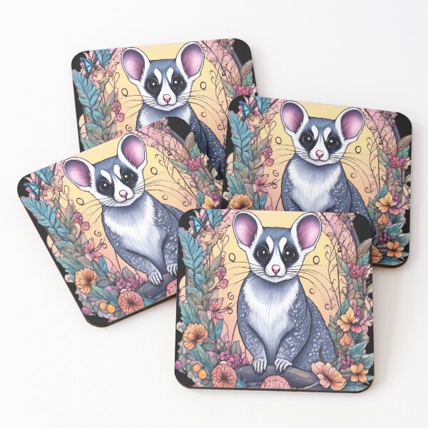 Item preview, Sugar Glider In Fantasy Style Art Surrounded By Flowers and Butterflies designed and sold by BirdsnStuff.
