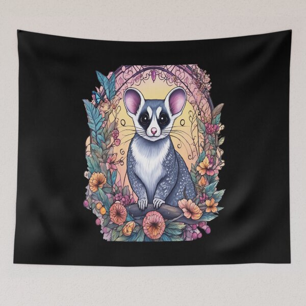 Item preview, Sugar Glider In Fantasy Style Art Surrounded By Flowers and Butterflies designed and sold by BirdsnStuff.