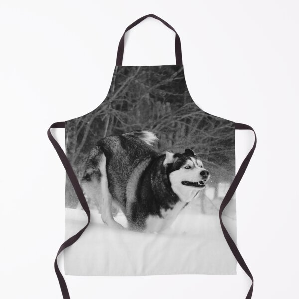 Item preview, Siberian Husky Jumps Right into the Heavy Snow Black and White designed and sold by myhuskymax.