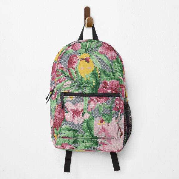 Item preview, Copy of Magenta Floral Cross Stitch with Yellow Birds designed and sold by rhombusOnion.