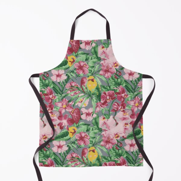 Item preview, Copy of Magenta Floral Cross Stitch with Yellow Birds designed and sold by rhombusOnion.