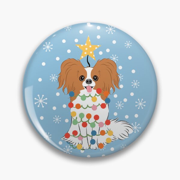 Item preview, Red White Papillon Dog Christmas Tree designed and sold by Lulupainting.