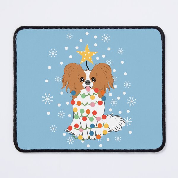 Item preview, Red White Papillon Dog Christmas Tree designed and sold by Lulupainting.