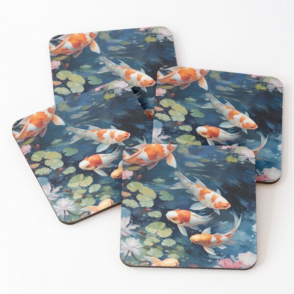 Item preview, Monet-Inspired Koi Pond Dance: Swirling Oranges, Blues & Watercolor Reflections designed and sold by polonuim210.