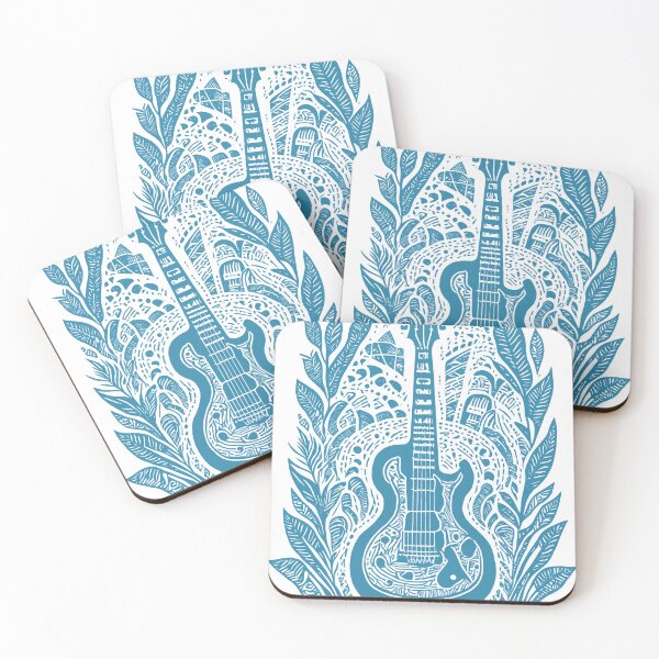 Item preview, Intricate Guitar and Leaf Design - Teal designed and sold by SW-Graphics.