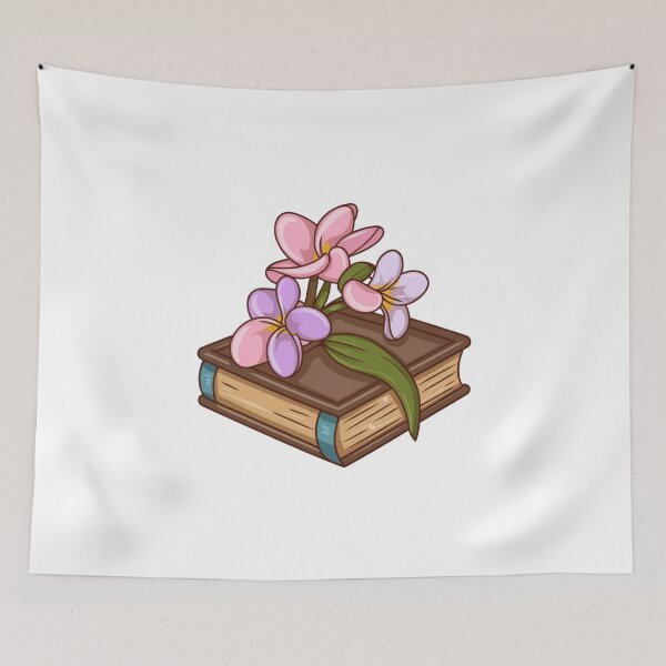 Item preview, Flowers Growing From Book | Light pink with light purple Plumeria flowers designed and sold by CircinusStore.