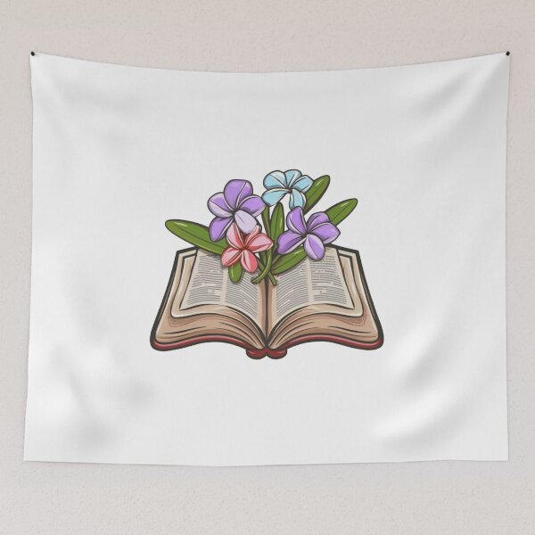 Item preview, Flowers Growing From Book | Purple, blue and pink Plumeria flowers designed and sold by CircinusStore.
