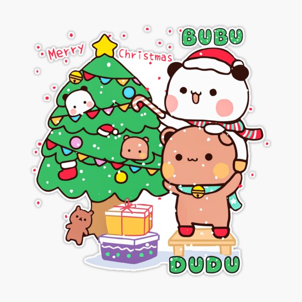 Bubu Dudu Xmas: Adorable Eco-Friendly Panda Couple - Perfect Merry  Christmas Gifts! | Sticker