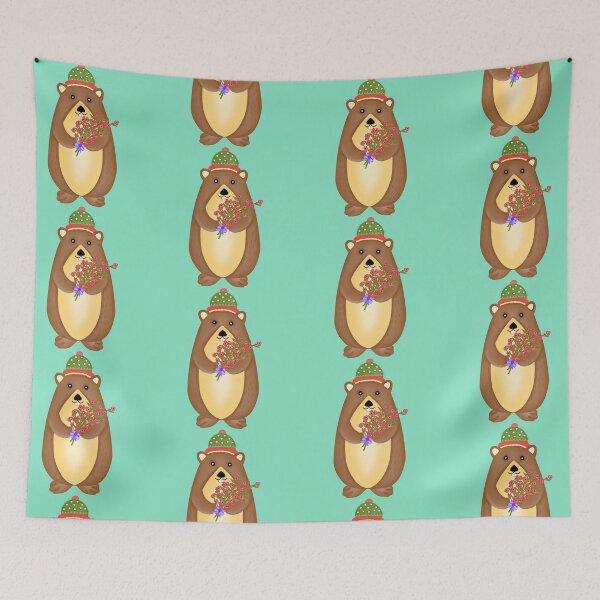 Item preview, Cute groundhog with beautiful flowers.  designed and sold by Onanong2531.