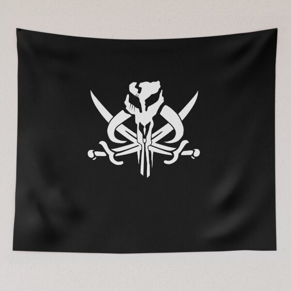 Item preview, Mandalorian Pirate Flag Mythosaur Skull with Sabers/Swords designed and sold by HaPenny.