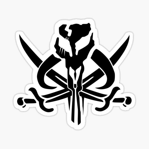 Mandalorian Pirate Flag Mythosaur Skull with Sabers/Swords Sticker