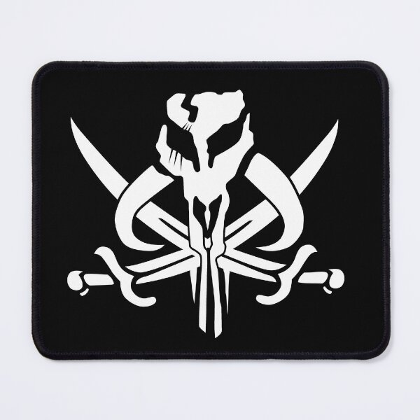 Item preview, Mandalorian Pirate Flag Mythosaur Skull with Sabers/Swords designed and sold by HaPenny.